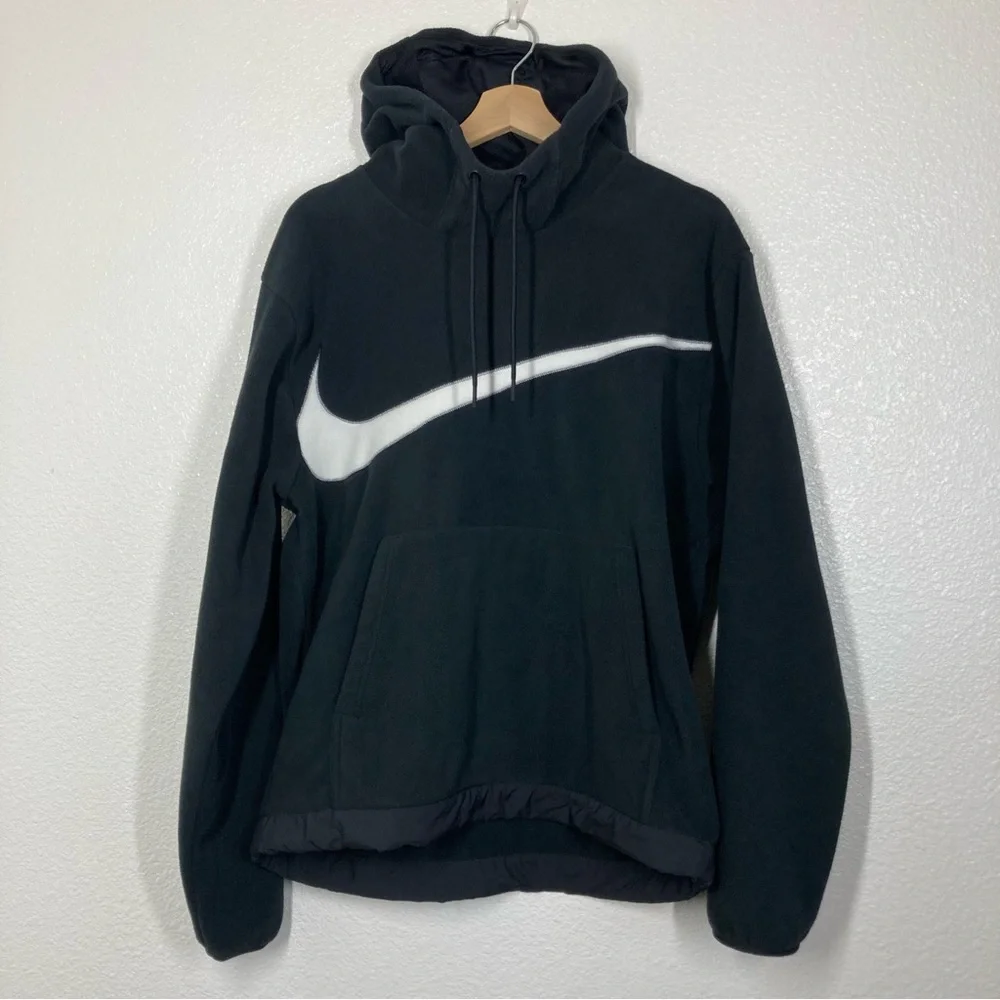 Nike Club Fleece Winterized Pullover Hoodie Mens M Black Lightweight